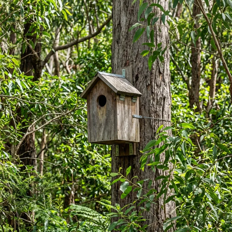 Animal nesting box installed as a humane alternative to a Mount Cottrell roof cavity