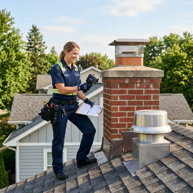 Technician inspecting a Mount Cottrell roof cavity and ductwork for a dead bird