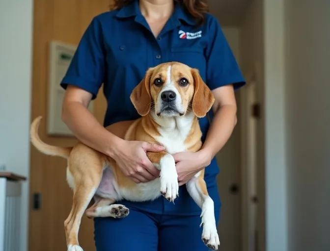 Technician respectfully transporting a deceased dog in Mount Cottrell